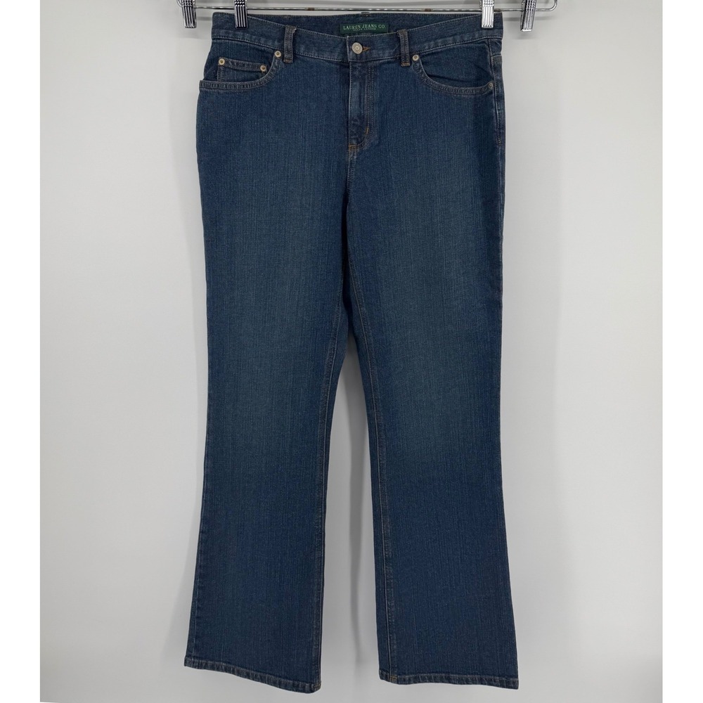 Lauren Jeans Co Ralph Lauren Women Size 10 Blue Dark Wash Bootcut Denim Jeans - Picture 2 of 8
